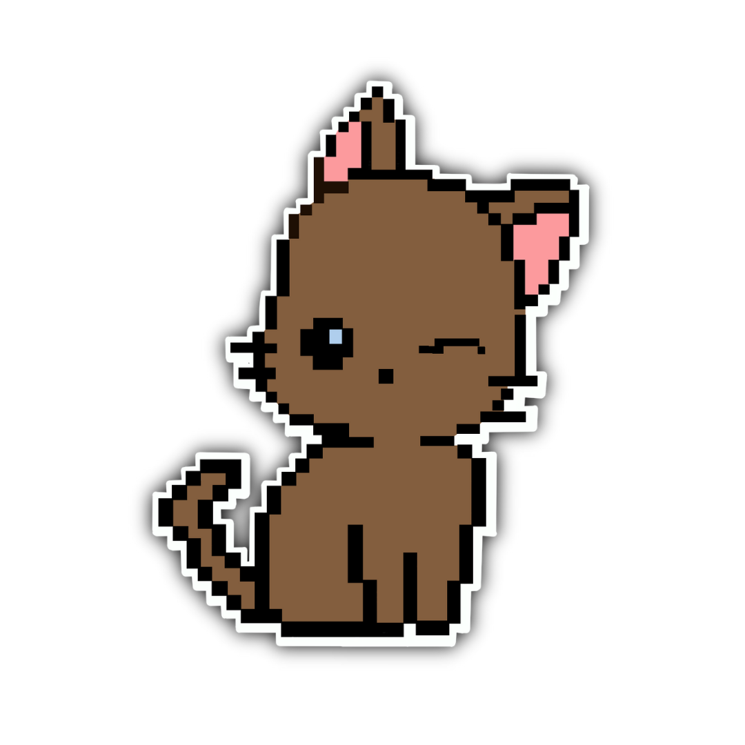 Mocha Pixel Cat Sticker