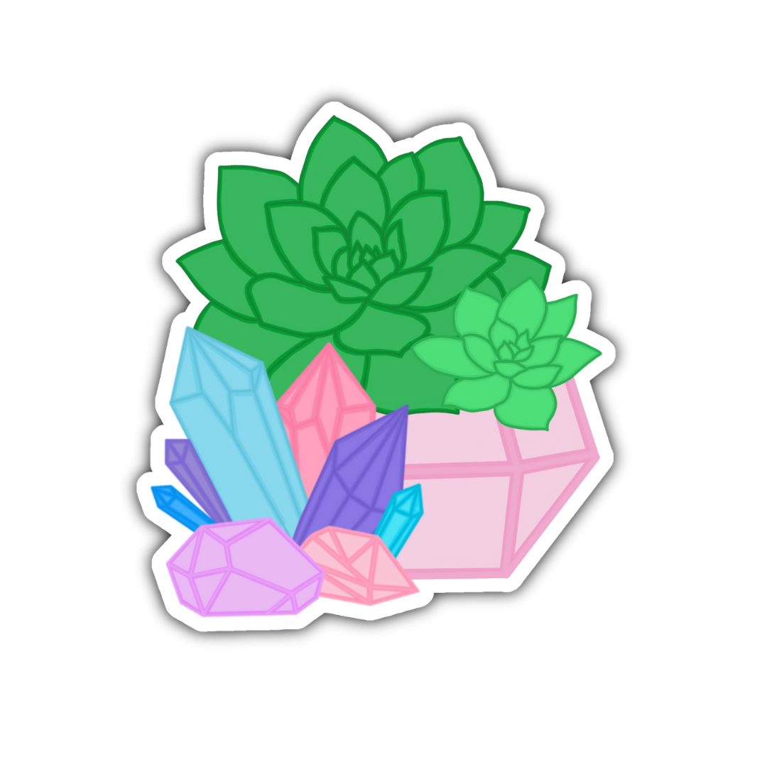 Succulents and Crystals Sticker