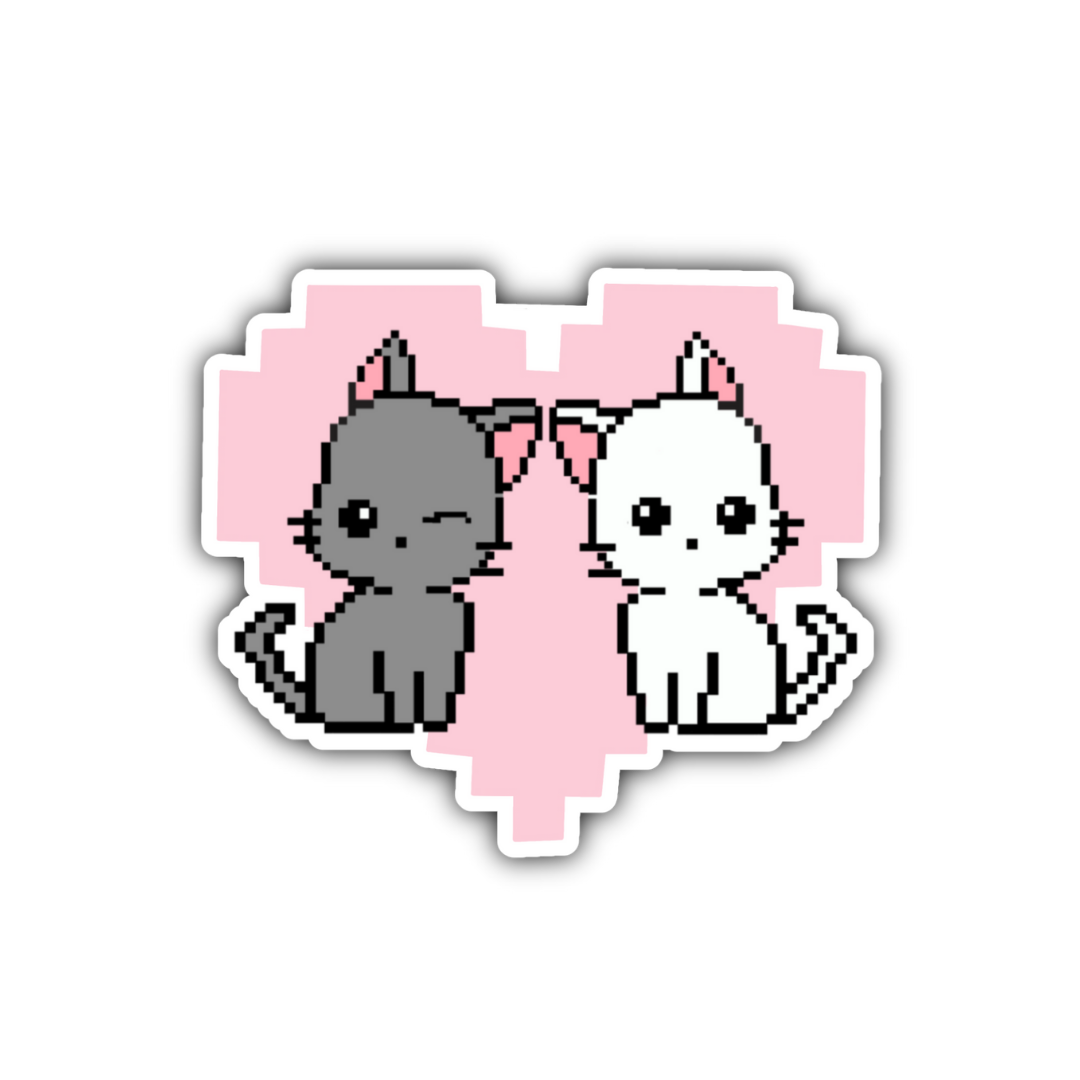 Pixel Cat Love Sticker