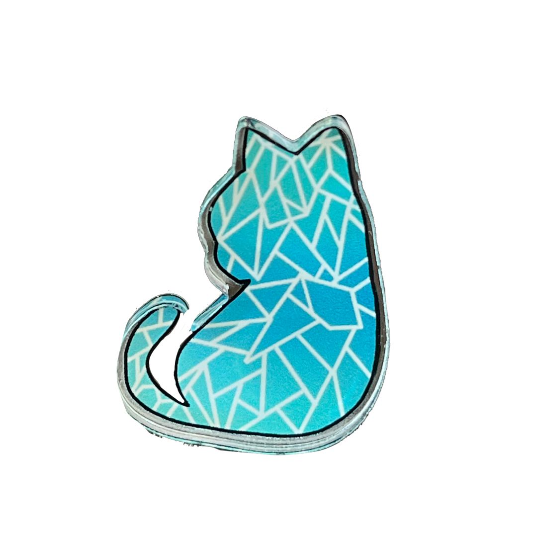 Blue Diamond Cat Pin