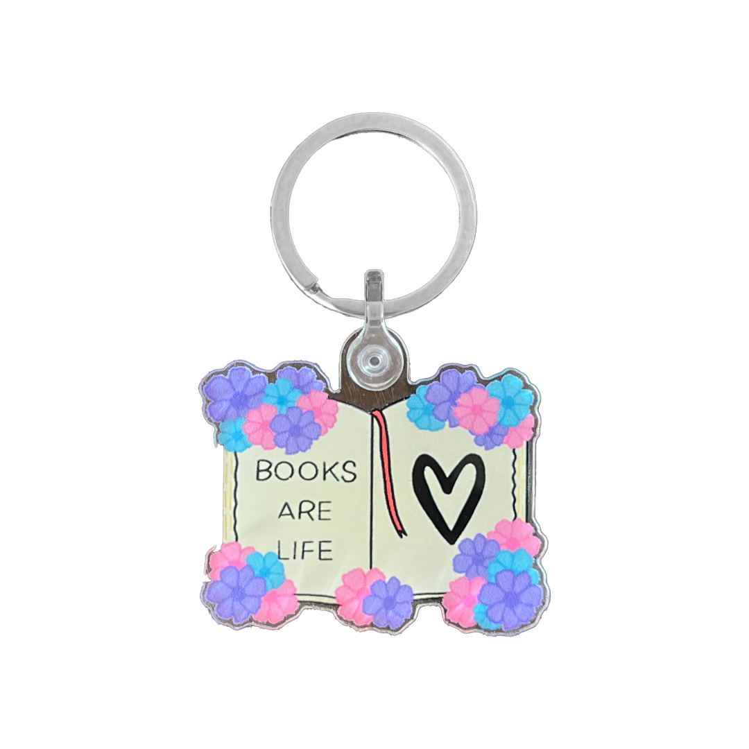 Books and Coffee Keychain