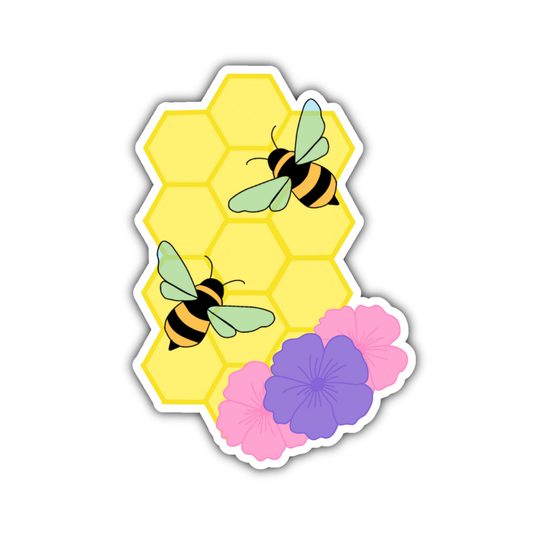 Floral Honeycomb Bee Sticker