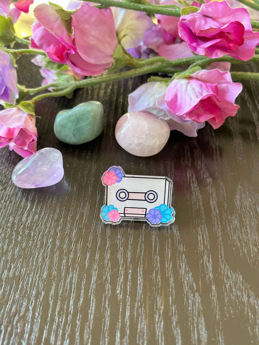 Floral Cassette Pin