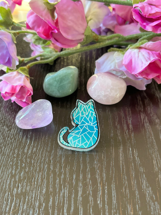 Blue Diamond Cat Pin