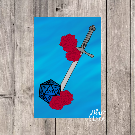 Sword and Roses Print