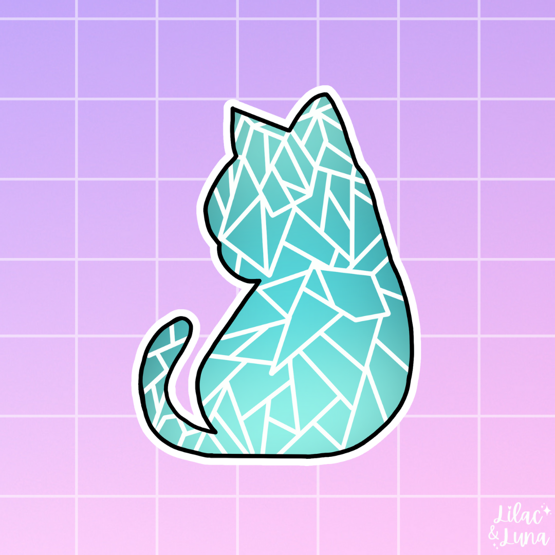 Blue Diamond Cat Sticker