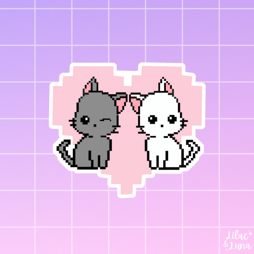 Pixel Cat Love Sticker