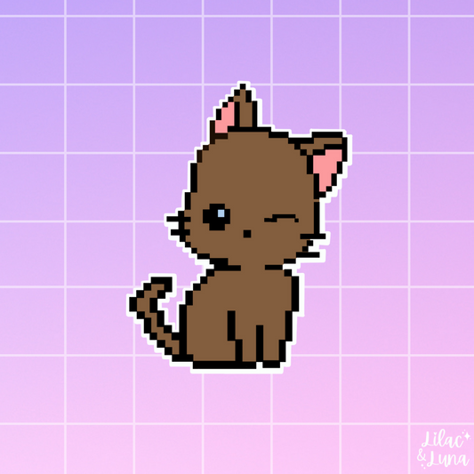 Mocha Pixel Cat Sticker