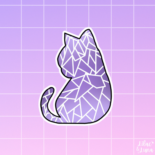 Purple Diamond Kitty Sticker