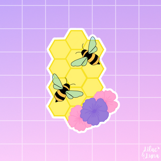 Floral Honeycomb Bee Sticker